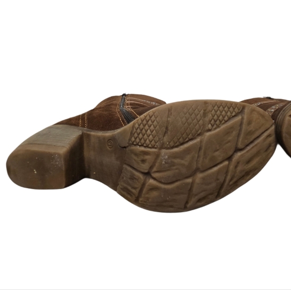 Suede Cowboy Boots Studs Buckles Size 10 Side Zip Coastal Cowgirl Western - Picture 7 of 11